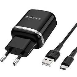 Сетевое ЗУ 1USB 3A BOROFONE BA36A, черный, Type-C, 18Вт