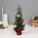 Ёлка декор "С ягодками и шариками, в мешочке" 27х10 см   10481663