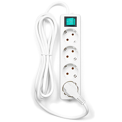 Сетевой удлинитель  3.0м ELB-G4-W-3 4 евророзетки с выключателем и заземлением