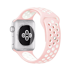 Спортивный ремешoк NONAME для Apple Watch Sport 38/40mm розово-белый (023) (L)