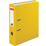 Папка-регистратор BRAUBERG с покрытием из ПВХ, 80 мм, с уголком, желтая (удв. срок службы), 227194