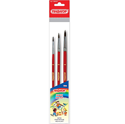 Кисти ПИФАГОР, НАБОР 3шт. 200227