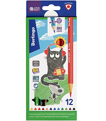 Карандаши цветные Berlingo "SuperSoft. Жил-был кот", 12цв., трехгран., заточен., картон, евр SS00512