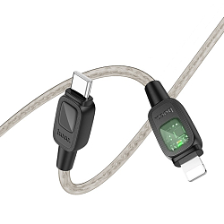 Кабель Lightning <--> Type-C  1.2м HOCO U124 STONE, черный, PD 27Вт