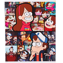 Тетрадь 48 листов в клетку, картонная обложка, Гравити Фолз   9515041