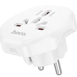 Переходник с ЕВРО вилки на RUS HOCO AC6 10А 250В белый