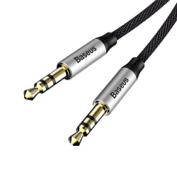 Кабель Jack 3.5 <--> Jack 3.5 1.5м BASEUS M30 черный с серебрянной вставкой (CAM30-CS1)