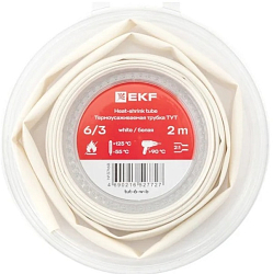 Термоусаживаемая трубка ТУТ нг 6/3 белая ролик 2 м EKF