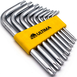 Набор ключей TORX ULTIMA 122005, 9 шт в наборе, CrV, T10-T50, короткие (1уп-6комп,1кор-36комп)