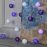 Гирлянда "Нить - с насадками" 5 м, «Клубки лиловые», свечение белое, IP20