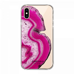 Задняя накладка GRESSO для iPhone XS Max. Коллекция "Drama Queen". Модель "Magenta Agate"