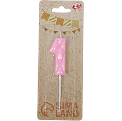 Свеча для торта "Лёд", цифра "1", светло розовая   10603332