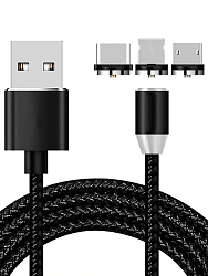 Кабель USB <--> Type-C/Lightning/microUSB  1.0м ZIBELINO черный, магнитный