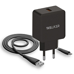 Сетевое ЗУ 1USB 3A WALKER WH-25, черное, 15Вт, QC, Lightning