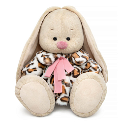 Мягкая игрушка Зайка Ми Большой в шубе с леопардовым принтом, 34 см (SidL-674)