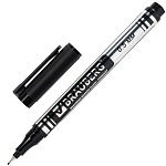 Маркер перманентный 0,5мм черный "Jet" супертонкий метал. након. BRAUBERG арт.150507