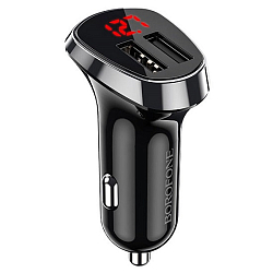Авто ЗУ 2USB 2.4A BOROFONE BZ15, Auspicious, чёрный