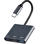 USB Type-C Хаб OT-9175D 3in1 (Type-C + HDMI + USB 3.0)
