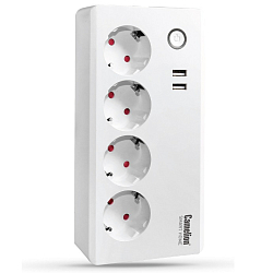 Умный сетевой фильтр  1.5м CAMELION SPS/SH/4х1,5/USB/WIFI , 4 розетки, 2USB, 16A