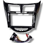 Установочный к-т для штатной а/м 9" Hundai Solaris 2011-2017 чёрный глянец + проводка