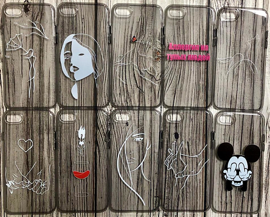 Силиконовый чехол NONAME для iPhone 7/8/SE(2020) TPU 1.0mm с принтами
