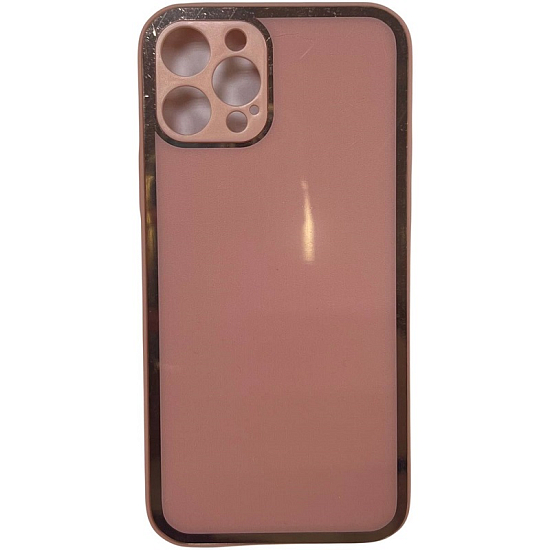 Задняя накладка AKSS для iPhone 12 Pro (6.1), розовый, имитация стекла с защитой камеры