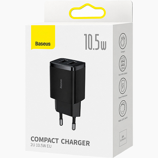 Сетевое ЗУ 2USB BASEUS CCXJ010201 черный, 10.5W