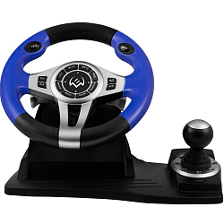 Руль SVEN GC-W600 черный (виброотдача, педали, джойстик, 12 кн., USB)