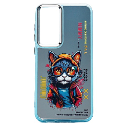 Задняя накладка PC092 для Samsung Galaxy S23FE (кот) (transparent)