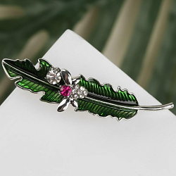 Брошь "Пчёлка" на листе, цветная в серебре   4687469