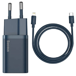 Сетевое ЗУ1 Type-C BASEUS TZCCSUP-B03, синий, Type-C-Lightning, PD20W