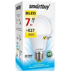 Лампа светодиодная SMARTBUY A60 7W/3000K/E27