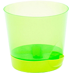 Горшок цветочный ПОЛЕСЬЕ №1 с поддонником, 1,4 литра (горшок прозрачно-зелёный, поддонник лимонно-зелёный)