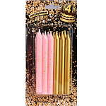 Набор свечей для торта "Спарк", 12 шт, 8 см, розовый и золотой металлик    9943321