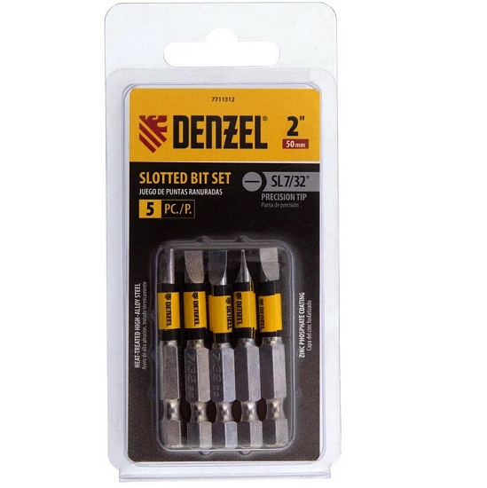 Набор бит, SL7/32"x2", 5 шт.// Denzel