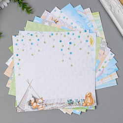 Набор бумаги для скрапбукинга "Funny fox boy" 10 листов, 20х20 см 6964603