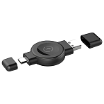 Беспроводное ЗУ PERO WB02 Apple + Galaxy Watch Charger, USB-C + USB-A, магнитное
