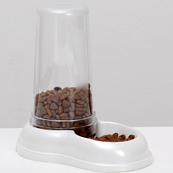 Автопоилка/автокормушка 0,6 л, белая перламутр