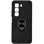 Задняя накладка DF для Infinix Hot 50 (4G) DF inArmor-21 (black), с металлической пластиной для магнитного держателя и кольцом