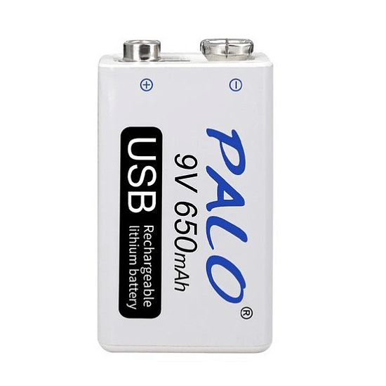 Аккумулятор Крона PALO 9V Li-ion 650mAh microUSB (с индикатором заряда)