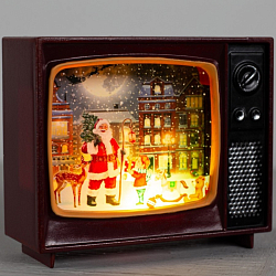 Светодиодная фигура «Телевизор с Дедом Морозом» 10 × 8 × 4 см, пластик, батарейки CR2032х2, свечение мульти (RGB)