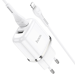 Сетевое ЗУ 2USB 2.4A HOCO N4, Aspiring, microUSB, белый