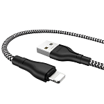 Кабель USB <--> Lightning  1.0м BOROFONE BX39, Beneficial, чёрный,белый