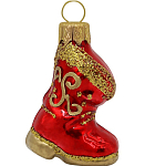 Ёлочное украшение "Сапожок" красный, в подарочной упаковке, h-9см, ФУ-194/1