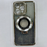 Задняя накладка NONAME для iPhone 14 Pro Max  с гальваническим магнитным держателем цвет серебро