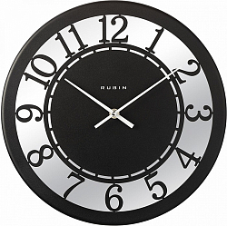 Часы настенные РУБИН "Классика" из металла+зеркало, d=32 см, чёрный (3203-002)