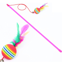 Дразнилка с цветным шариком и перьями, 49 см, палочка микс цветов 1290567