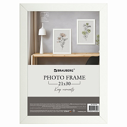 Рамка 21*30 см небьющаяся аналог IKEA, багет 21 мм МДФ, BRAUBERG "Idea", белая, 391370
