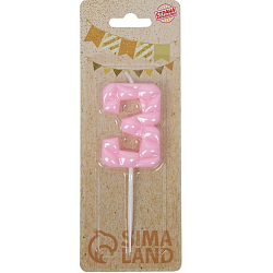 Свеча для торта "Лёд", цифра "3", светло розовая   10603334