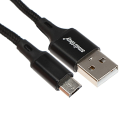 Кабель USB <--> microUSB  1.0м SMARTBUY S14 черный (iK-12-S14b)